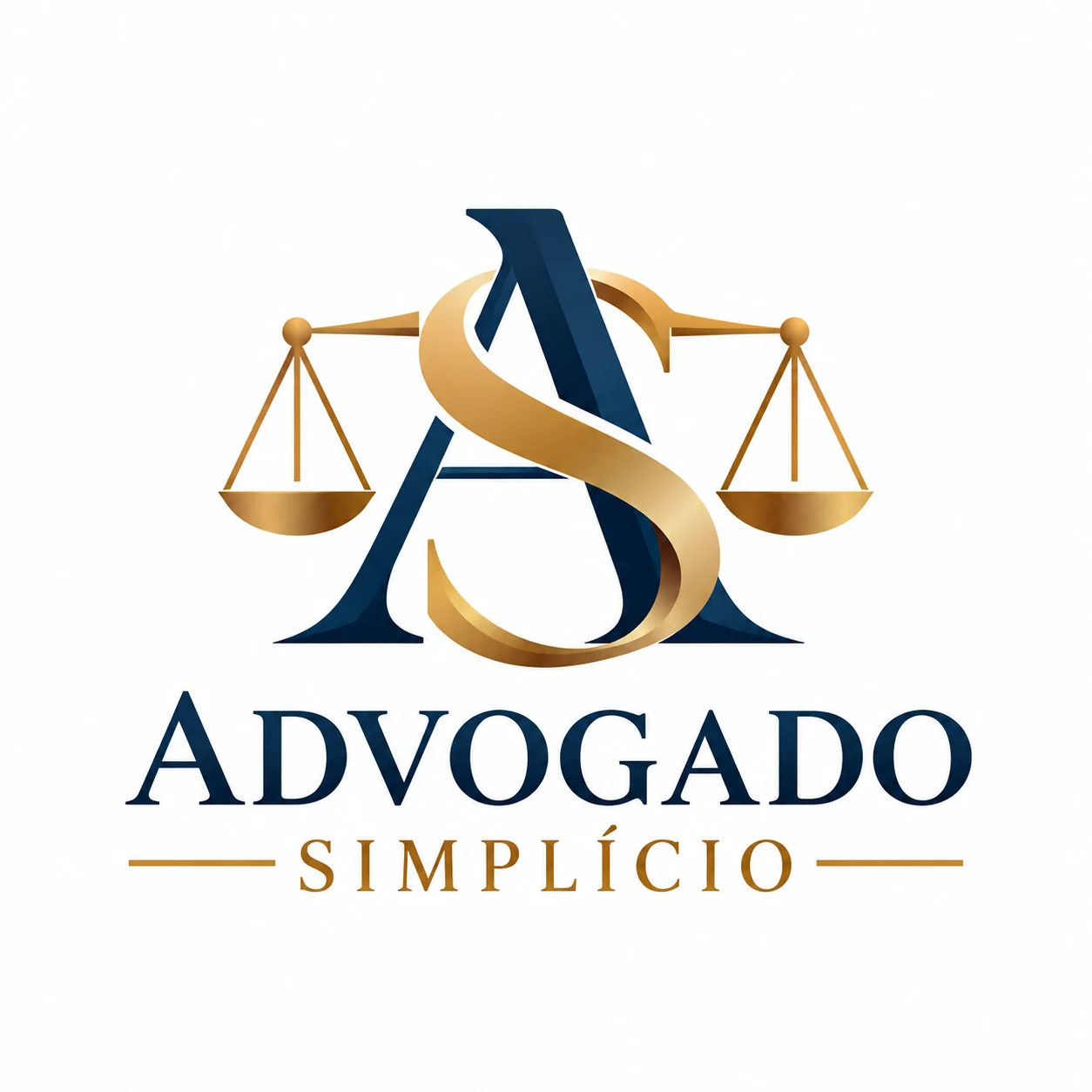 Logotipo Advogado Simplício, monograma AS com balança da Justiça